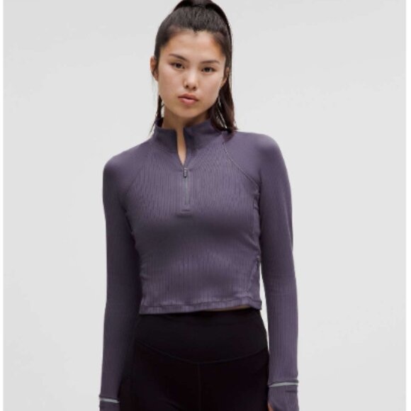 lululemon athletica Tops - Lululemon Its Rulu Ribbed Cropped Half Zip